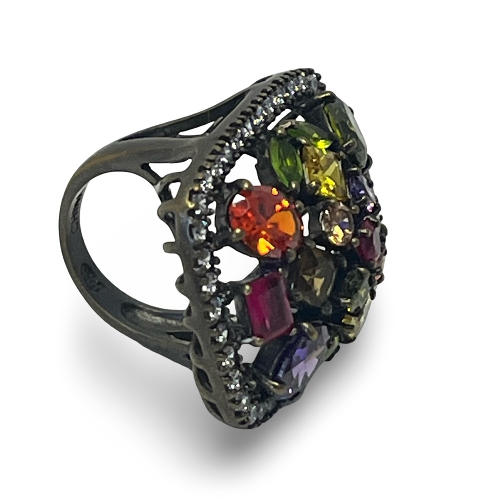 Multicolor Gemstone Statement Ring Size 7 - image 4
